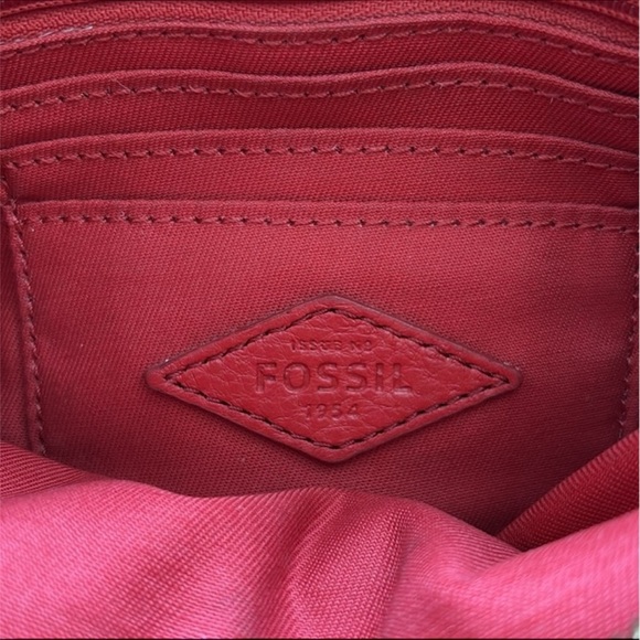 Fossil Sydney Two tone Red double zipper Crossbody Bag - Picture 6 of 13